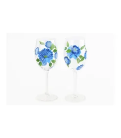 Set De 2 Copas Pintado A Mano Flores Love&home