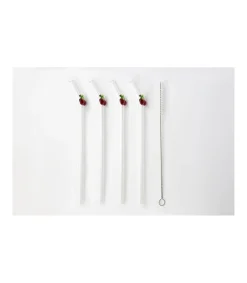 Set De 4 Pajitas Cerezas Con Cepillo Love&home