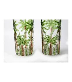 Set De Mojito 2 Vaso Pintado A Mano Palmeras Pajitas Love&home