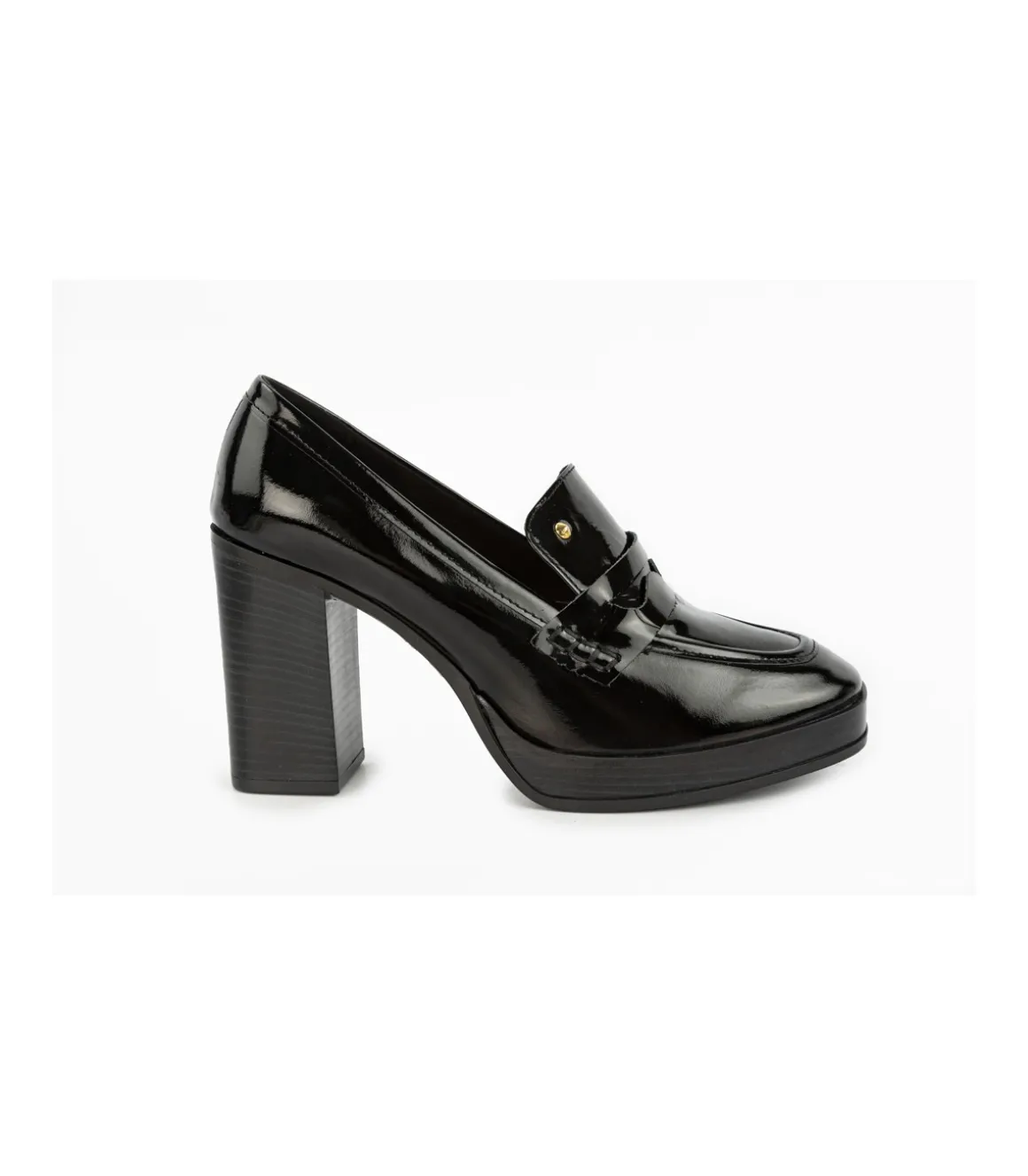 Zapato Mocasin Con Tacon Charol Mauve